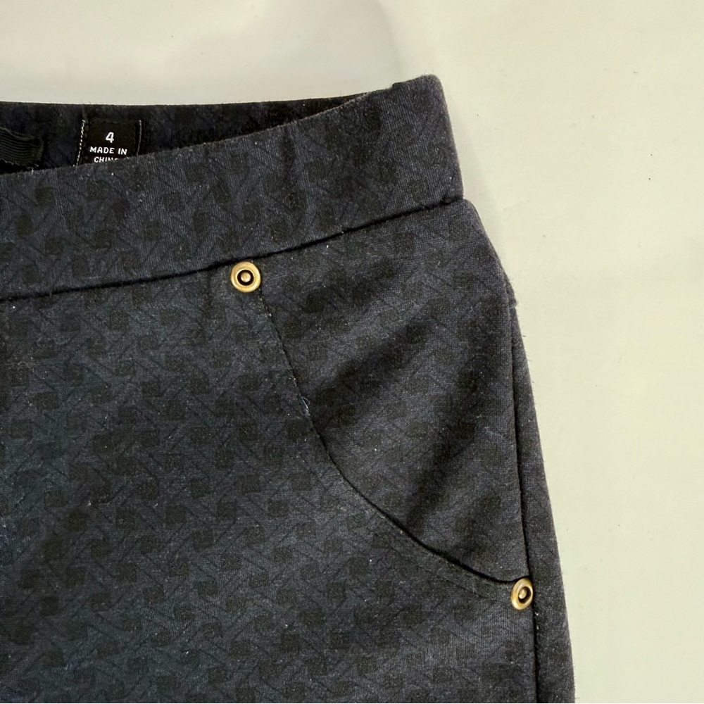 INSIGHT 26.5 Inch Waist Black Jacquard Print Pull On Slim Fit Size 4 Pants - Picture 9 of 13